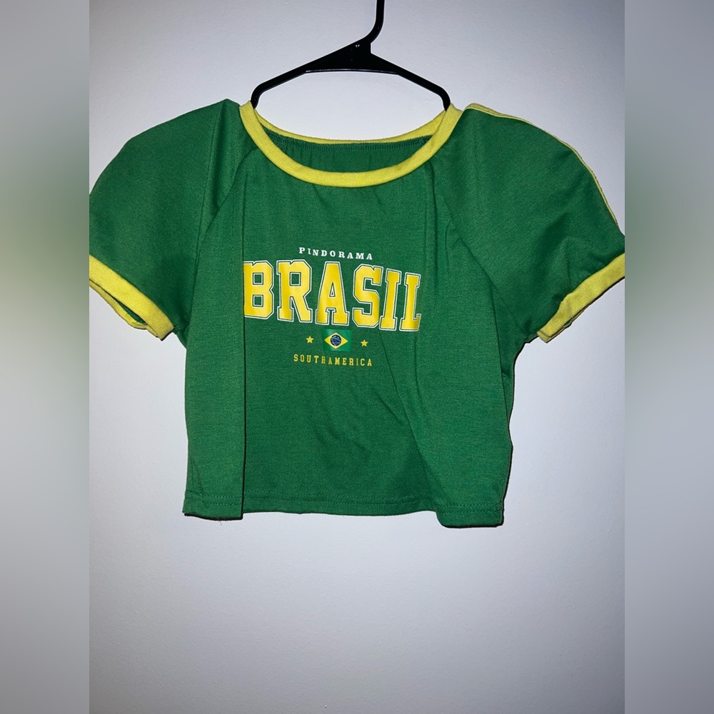 Ladies Brazil Crop Top Green and Yellow